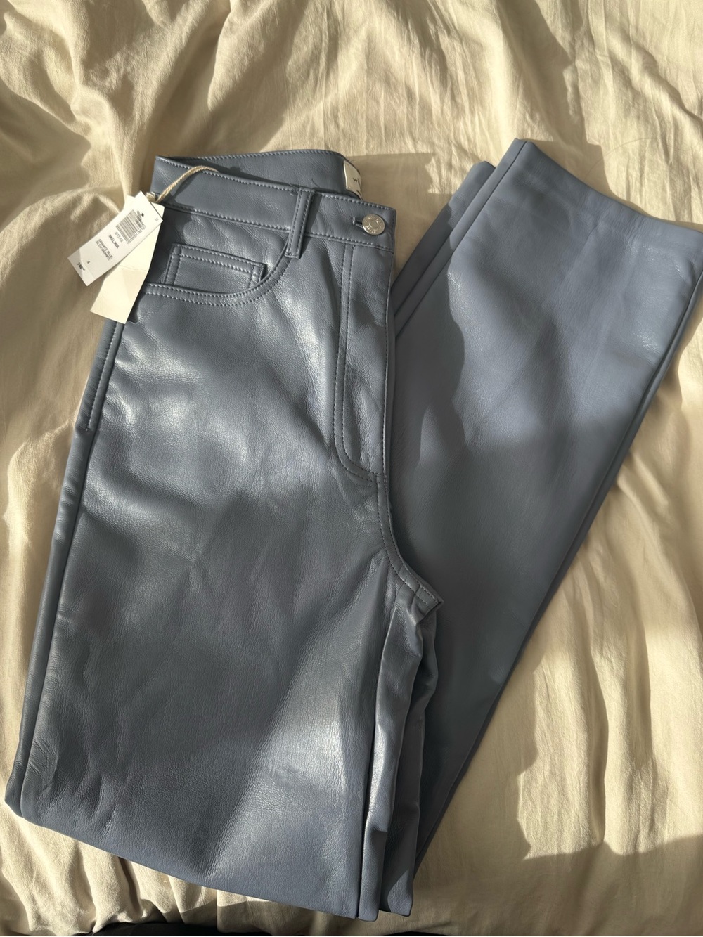 Aritzia Melina Leather Pant in Granite Blue size 4 NWT